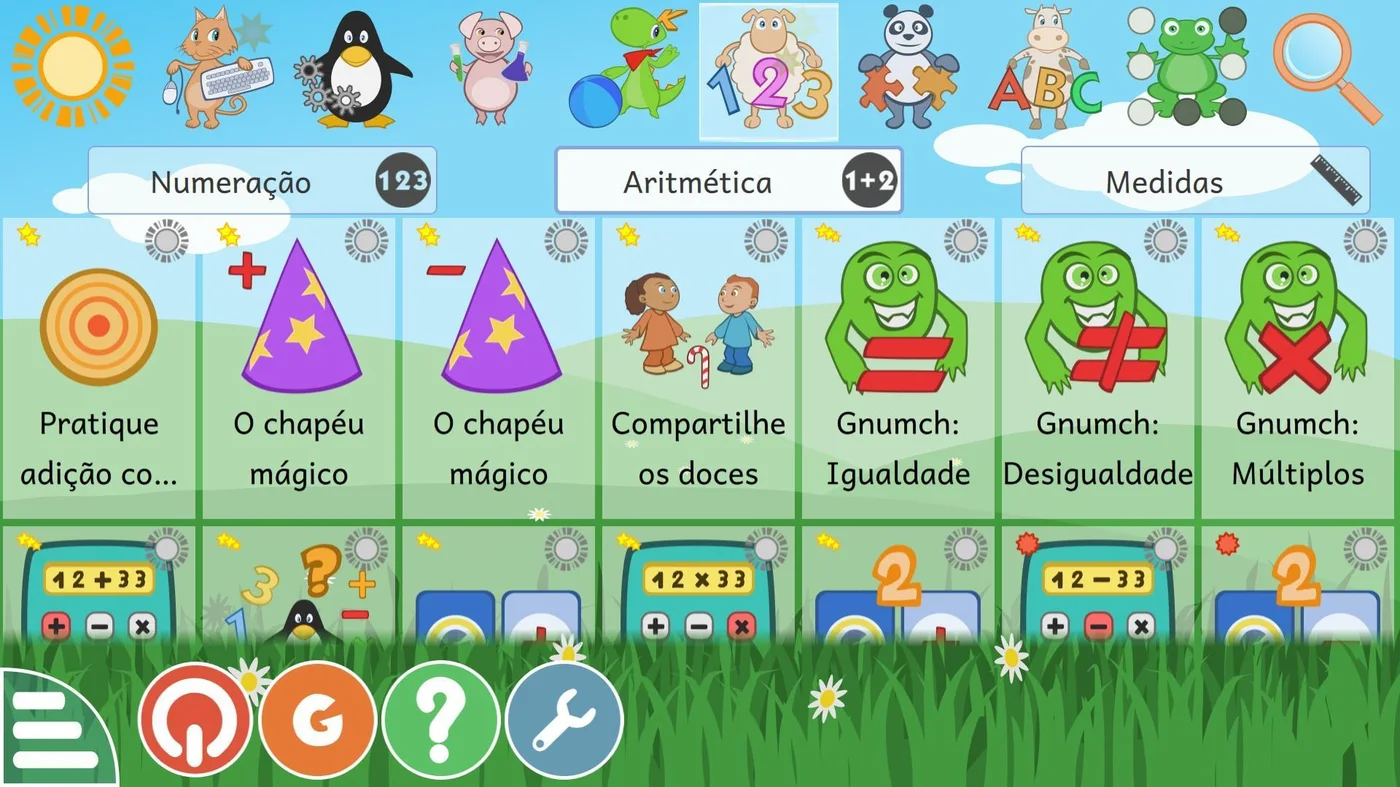 Figura 1 – Página da categoria matemática do programa GCompris
